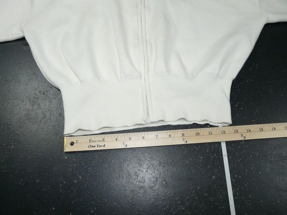 ALO Scholar Knit Cropped Full Zip Jacket Ivory Women's Small Foldable Collar - Picture 14 of 16